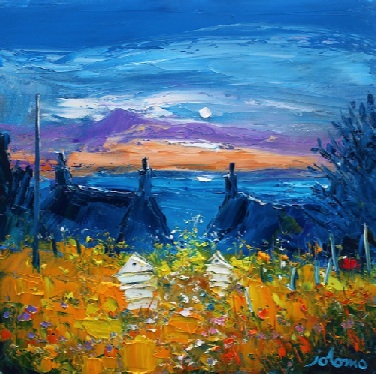 Moon and Beehives Isle of Iona  12x12